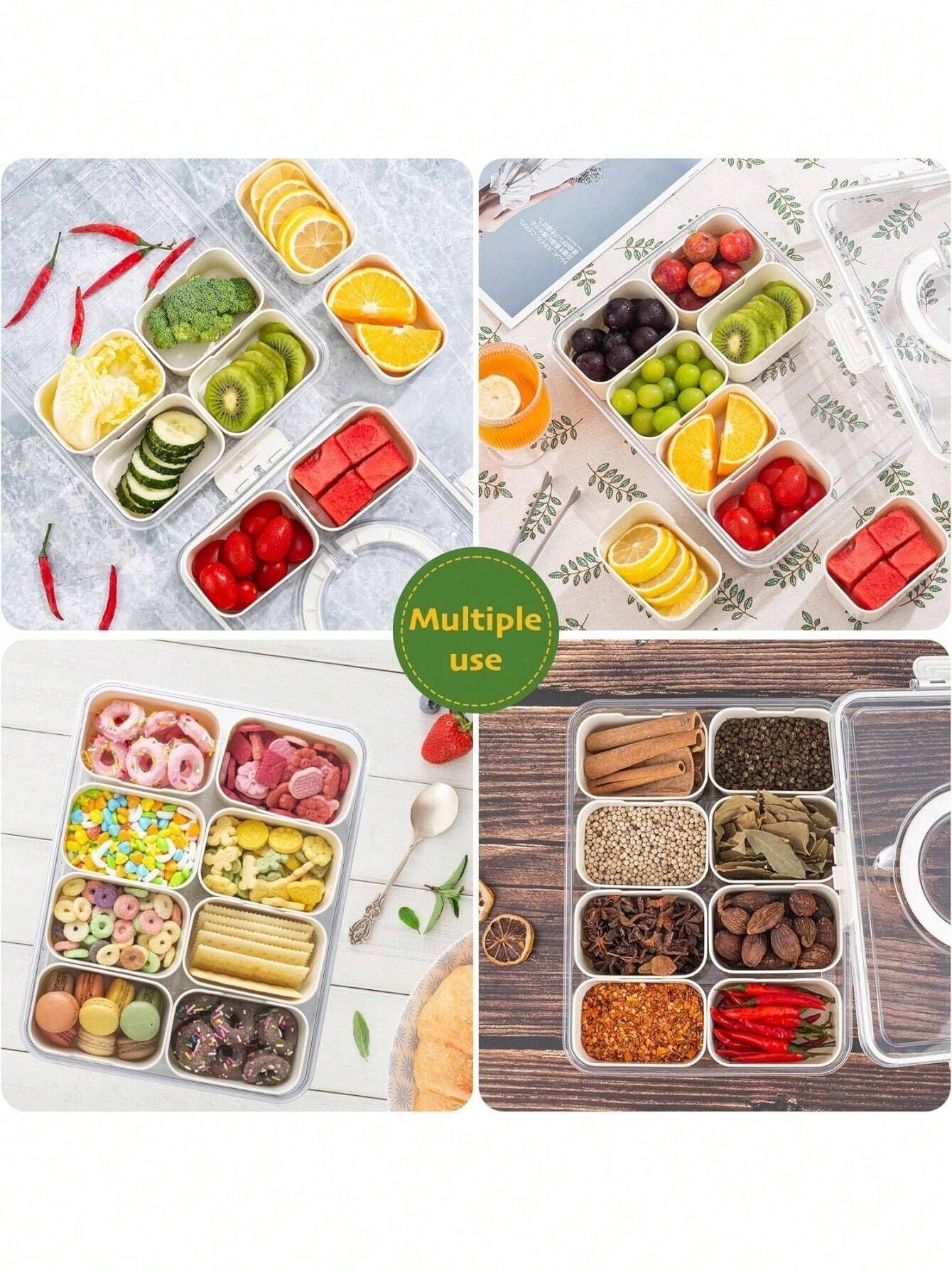 Divided Snack Box With Lid Clear Food Storage Container With Colorful Compartments  Reusable Bento Organizer For Snacks Fruits Nuts And Meal Prep
