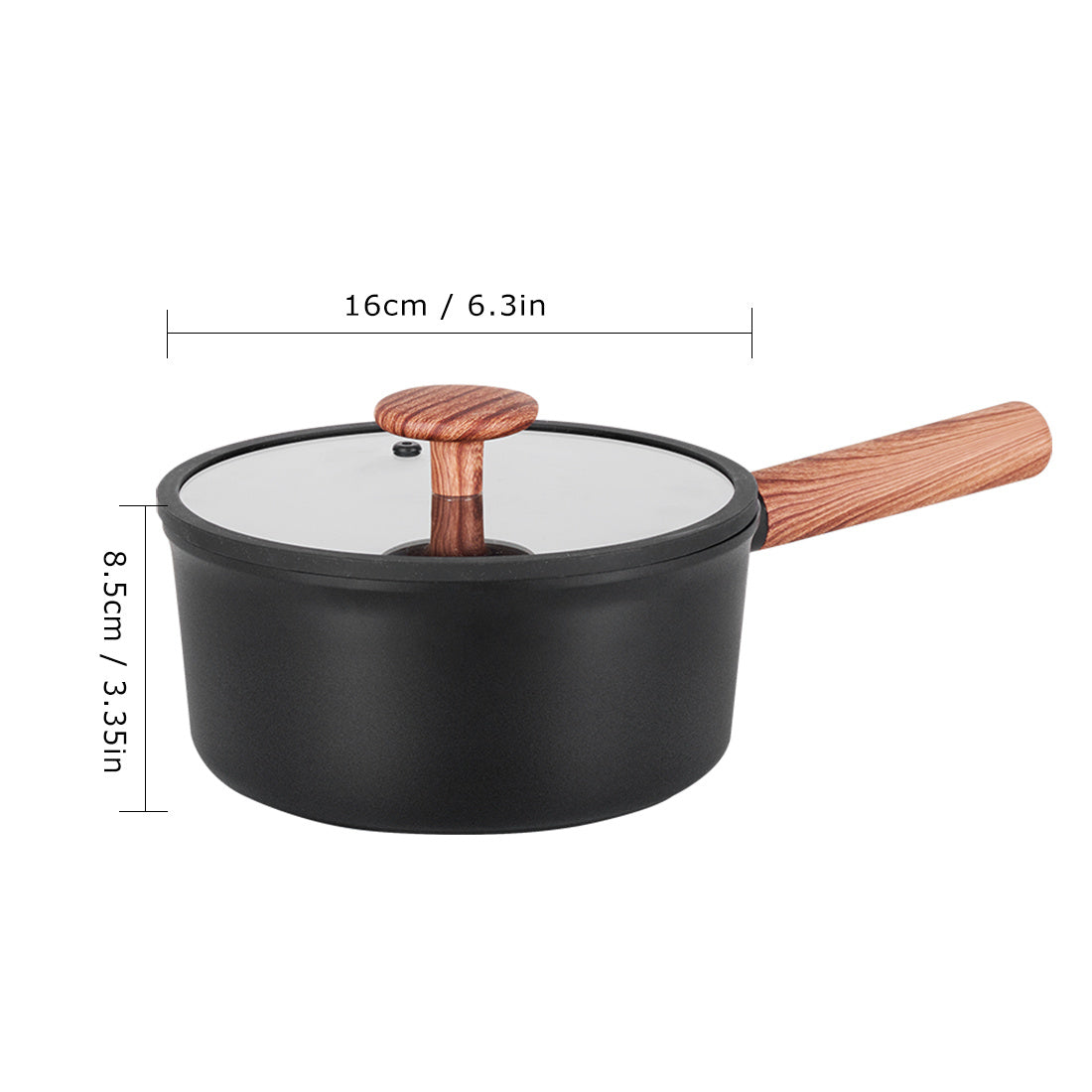 2 Piece Set 6.3 Inch,7.87 Inch ,1.5 QT,3 QT, Aluminum Mini Pots With Detachable Handles And Glass Lids ,Free Of PFOA,PFOS, Dishwasher Safe, Compatible With Gas,Electric Ceramic Cooktops