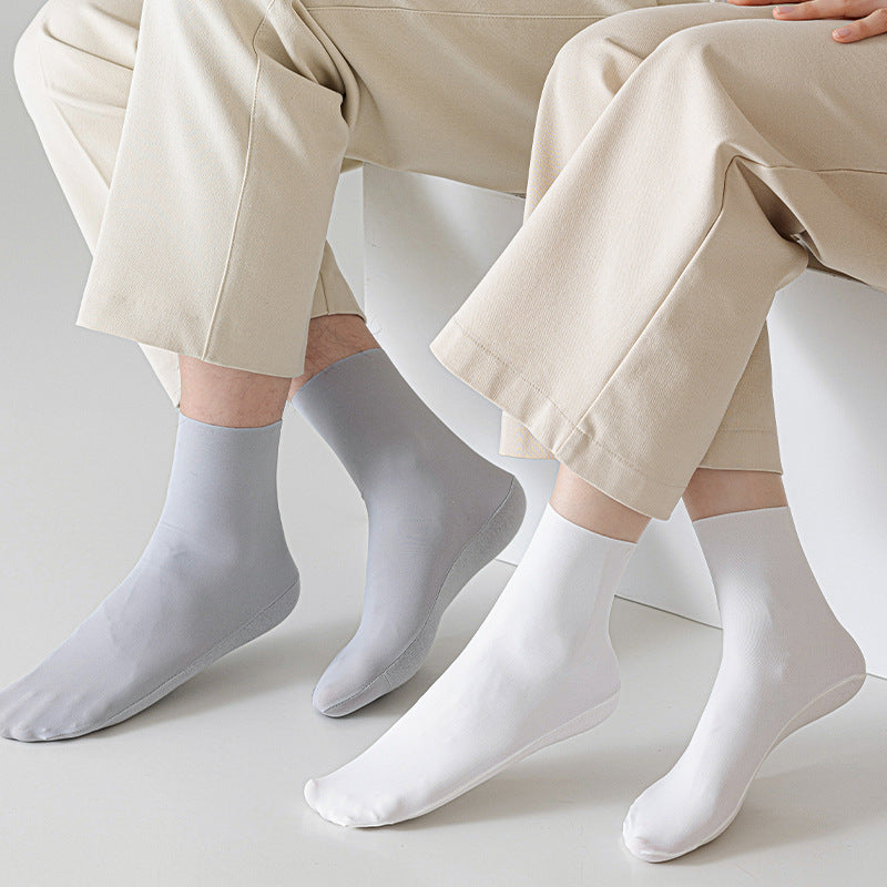 Couple Ice Silk Thigh High Socks Cotton Base Sweat-absorbent