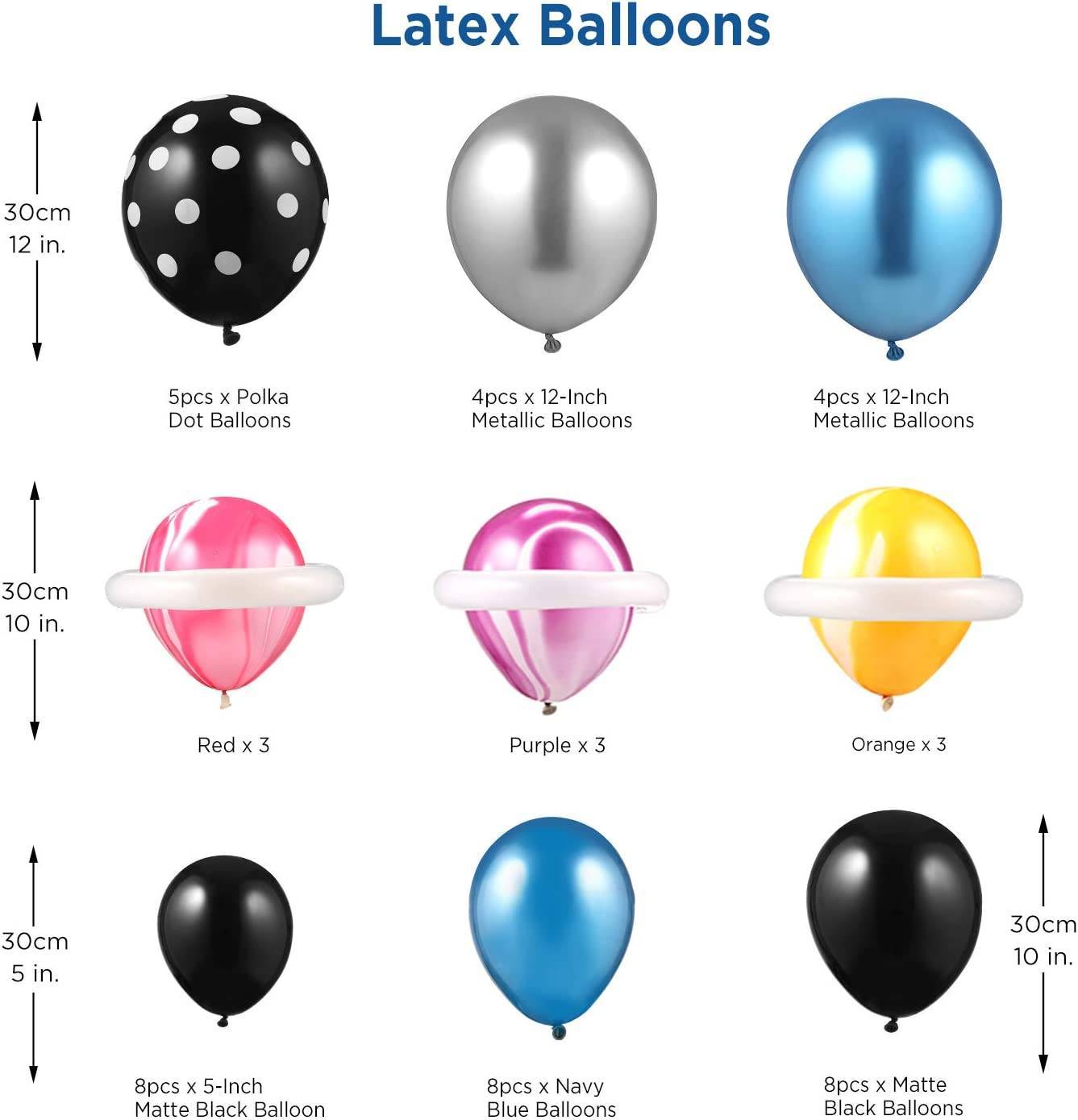 55 Pcs Metallic Balloons Blue Astronaut Rocket Foil Balloons Happy Birthday