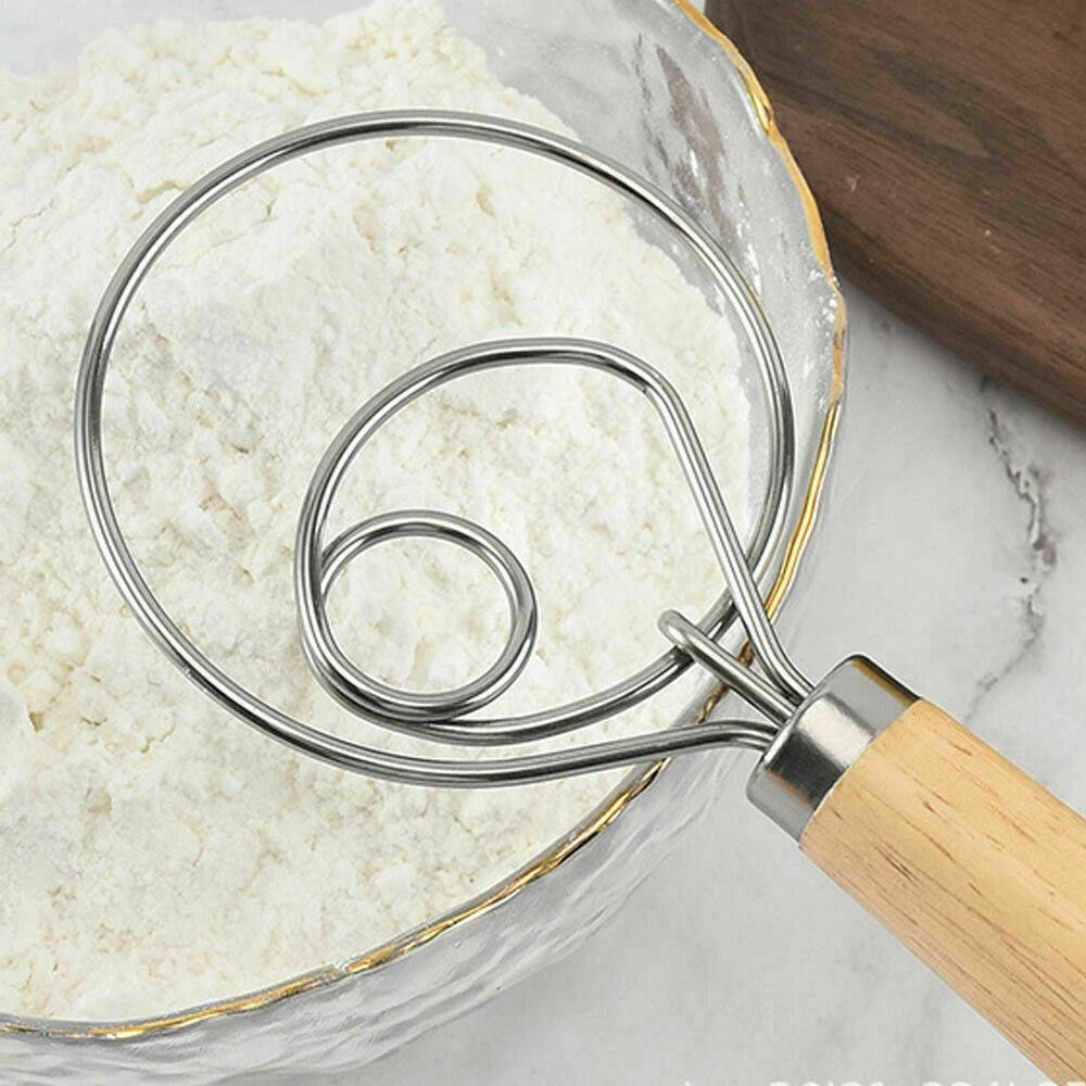 BAKING DOUGH STAINLESS STEEL LARGE WIRE WHISK MIXER BREAD COOKING TOOL