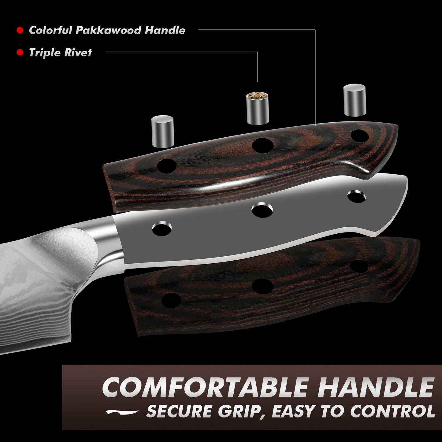 8 Inch Japanese Chef Knife, 10CR15MOV Damascus Rose Pattern Blade With Sheath, Ultra Sharp Professional Kitchen Slicing Knife, Colorful Pakkawood Handle