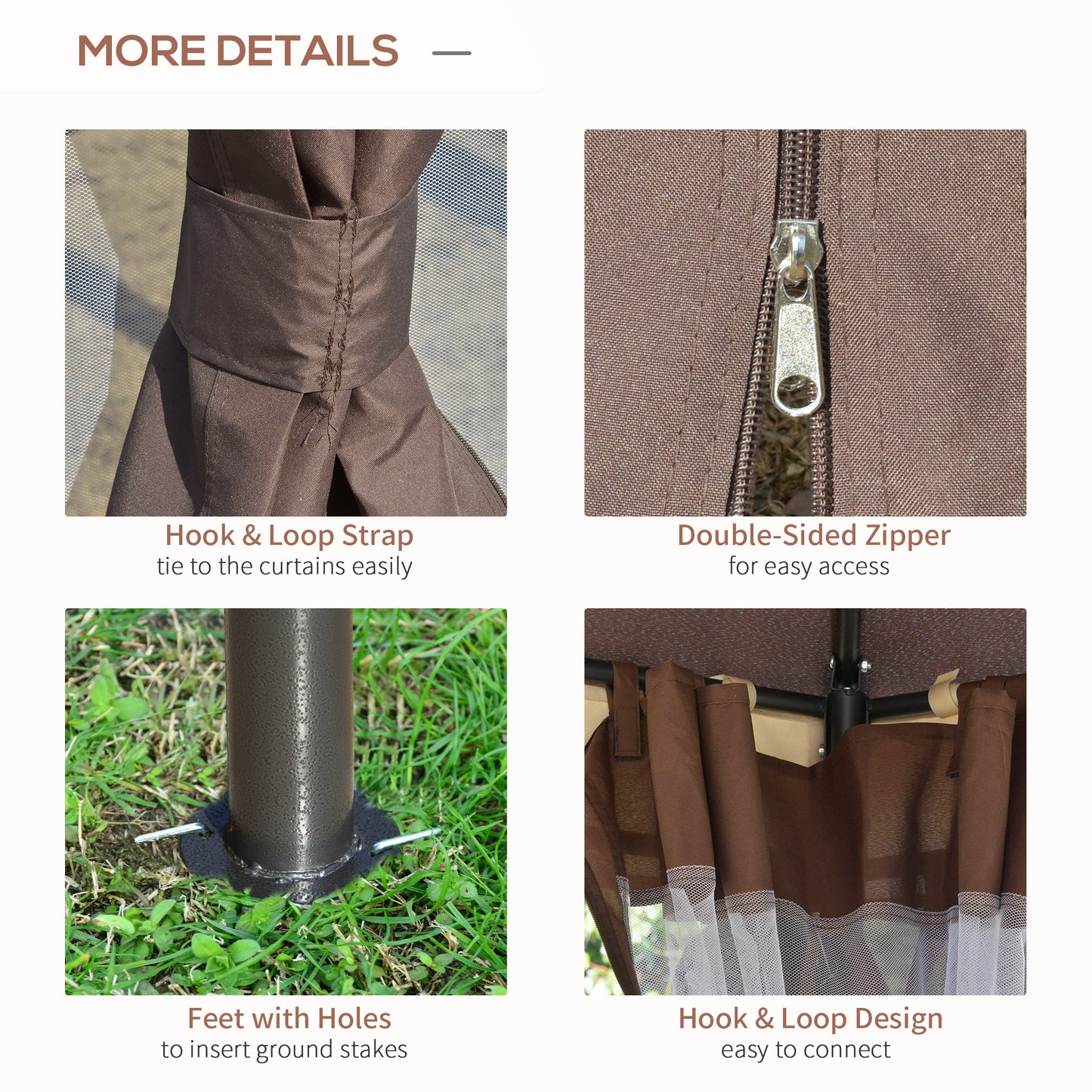 Brown Steel Gazebo Paradise  12x12 Party Tent With Double Roof, Curtains & Netting