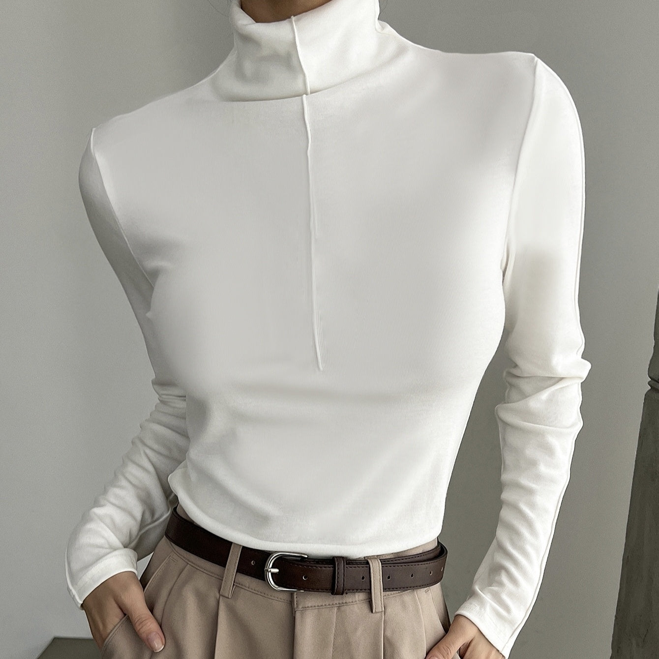 Women's Solid Color Top Fashionable Velvet Texture Fashionable T-shirt Long Sleeved