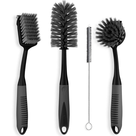 Dish Brush Set Of 4 With Bottle Water Brush Dish Scrub Brush Straw Brush Black