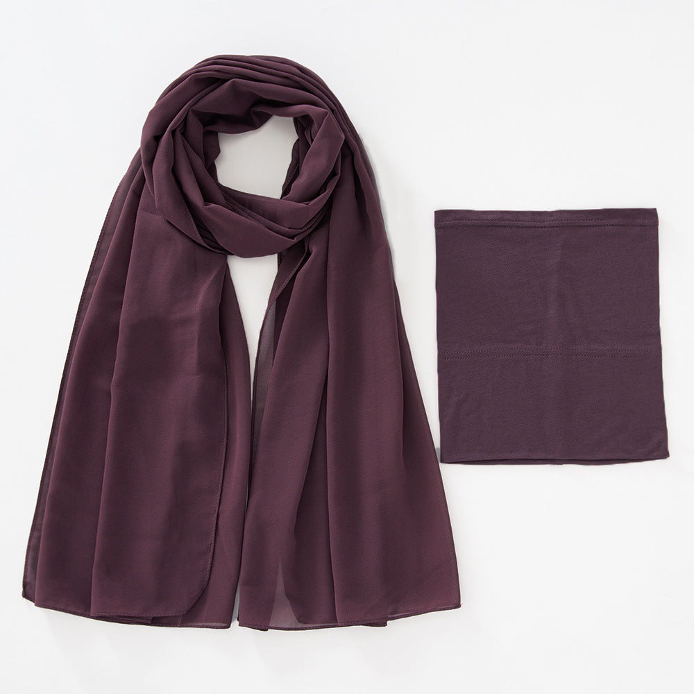 Modal Breathable Elastic Bucket Hat With Pearl Chiffon Scarf Headcloth