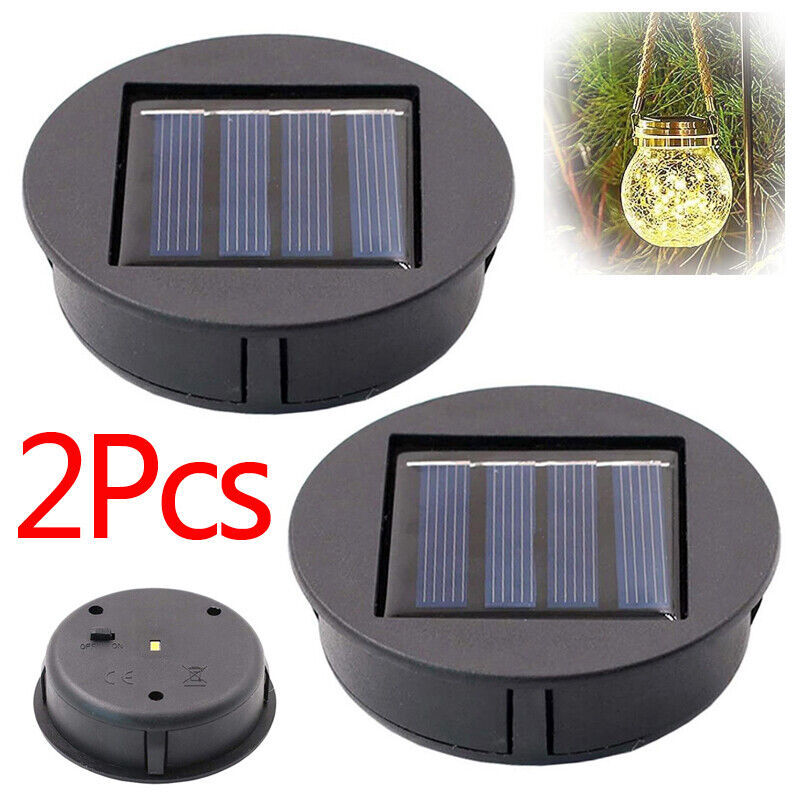 2PCS Garden Solar Powered Replacement Round LED Light Box Fit For Lantern Lamp