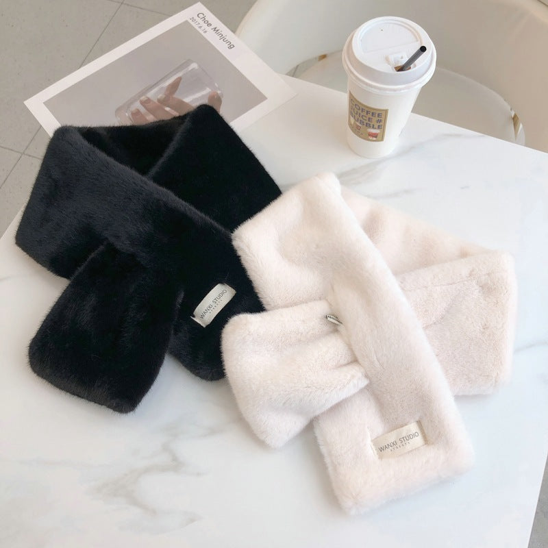 Cute Student Crossed Female Solid Versatile Thickened Warm Neckband