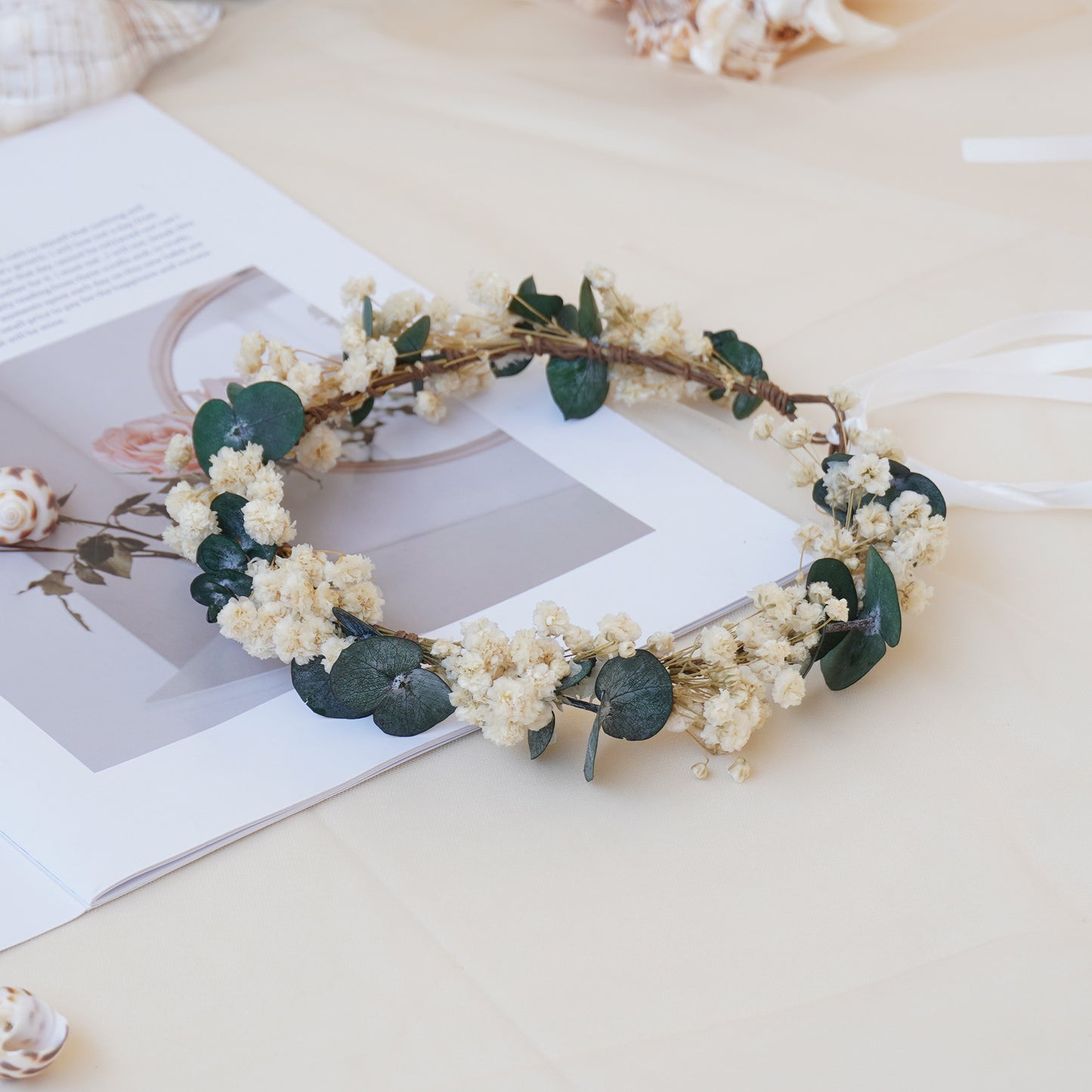 Baby Breath Crown, Dried Crown, Bride Crown, Wedding Crown, Daily Crown, Party Crown, Birthday Crown.
