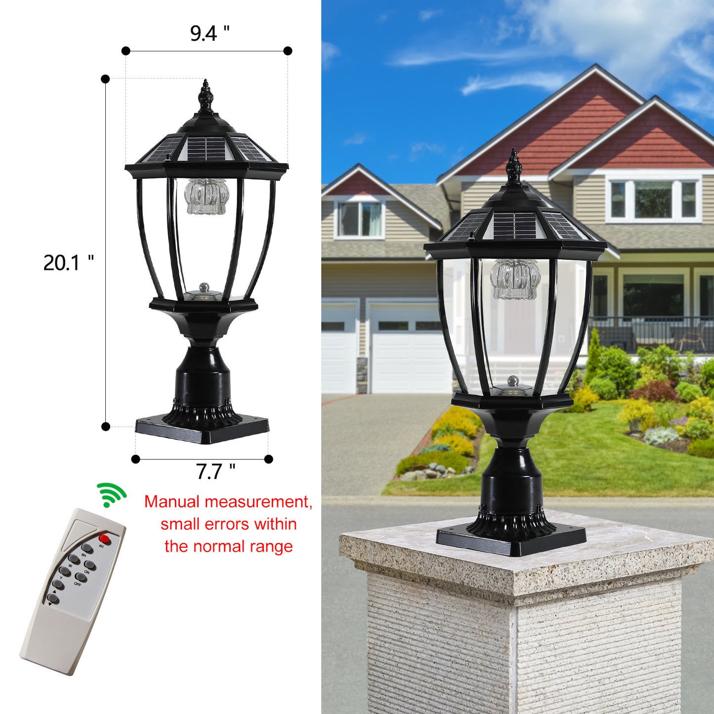 Black Solar Powered LED Outdoor Lantern, Vintage Garden Light With Elegant Glass Design For Pathways, Yards, And Patios 2-Pack