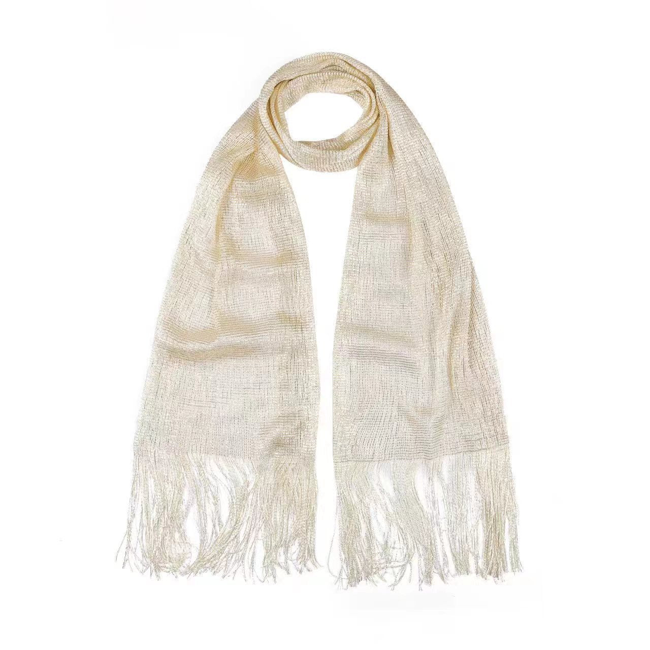 Rayon Scarf Gold And Silver Silk Thin Scarf Polyester European And American Hollow Shawl