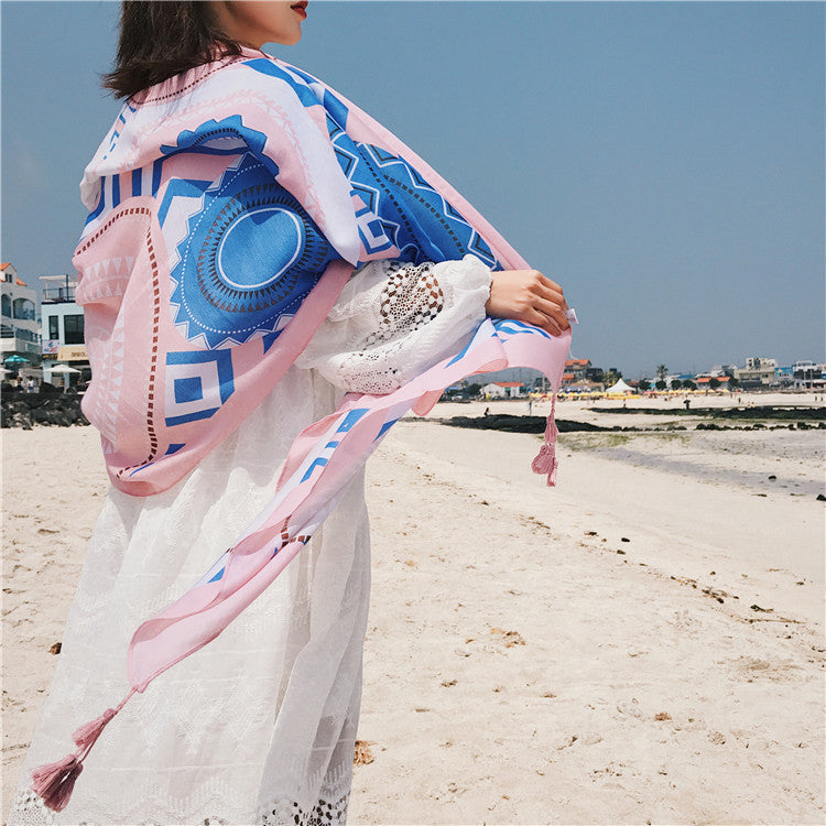 Ethnic Style Bohemian Oversized Sunscreen Beach Scarf