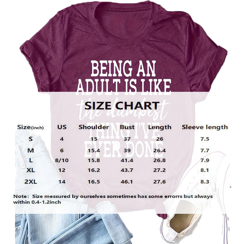 Women's Self-Reflection Quote Round Neck Tee - Summer Casual Comfort T-Shirt