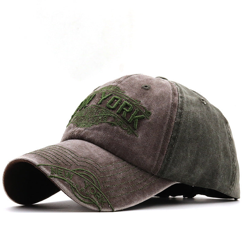 NEW YORK Big Alphabet Embroidery Baseball Cap Washed Distressed Peaked Cap