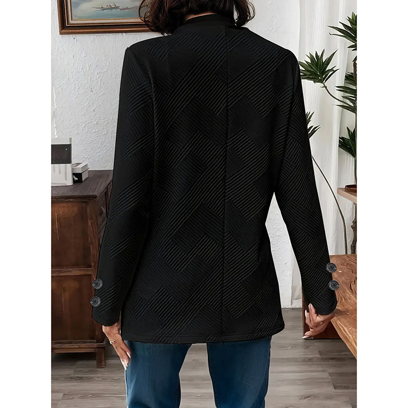 Women's Casual Business Open Front Cardigan Coat Long Sleeve Notch Collar Office Blazer Jacket