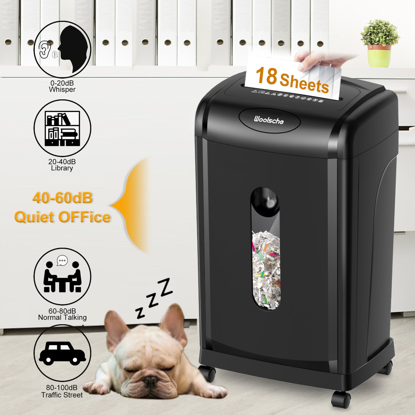 Woolsche Paper Shredder, 18-Sheet Cross Cut, 8 Gallon Pull Out Bin, P-4 Security Level, Shred Paper And Credit Card And Durable&Fast For Home Office