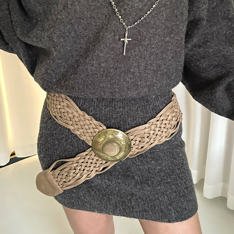 Bohemian Wide Woven Belt Women