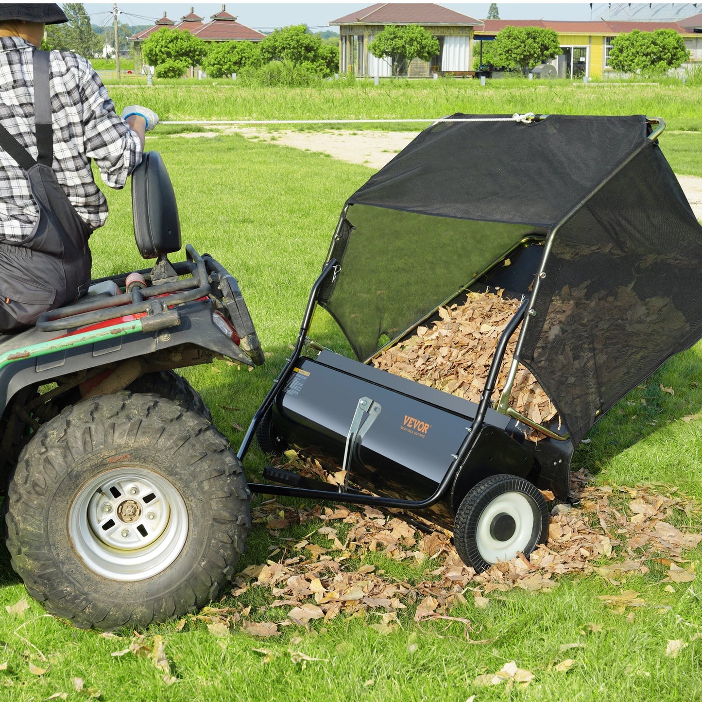 Lawn Sweeper Tow Behind Leaf Yard CollectorFt. Adjustable