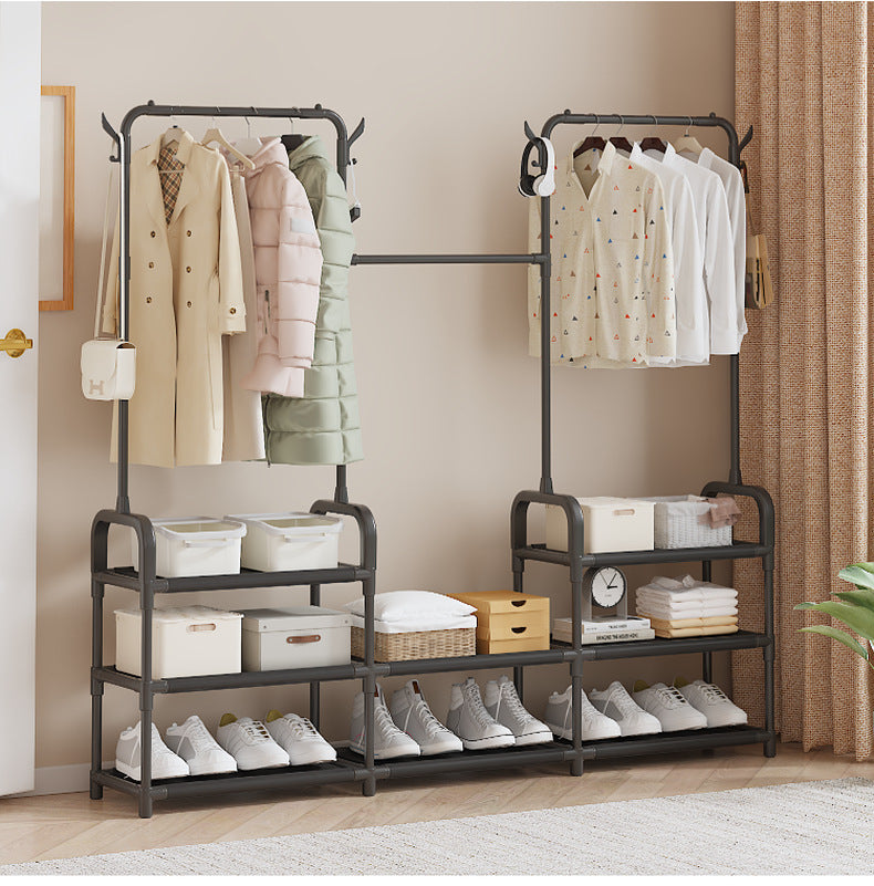 A Coat Rack With Multi-functional Partitions, Available In Black And White, Features Double Hanging Areas. Can Be Delivered To All European Countries. Please Contact Our Customer Service