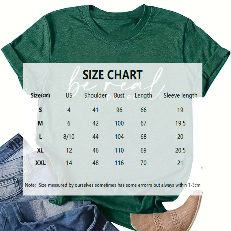 Women's Round Neck Short Sleeve T-Shirt - 'Be Real' Slogan Print, Casual Summer Tee