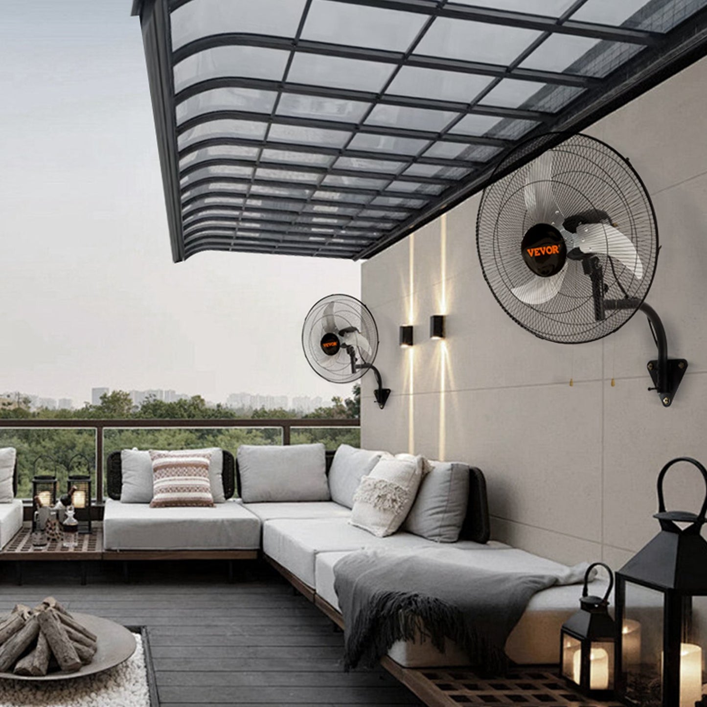 VEVOR Wall Mount Fan, 2 PCS 18 Inch Oscillating, 3-speed High Velocity Max. 4000 CFM Industrial Wall Fan For Indoor, Commercial, Residential, Warehouse, Greenhouse, Workshop, Basement, Garage,Black