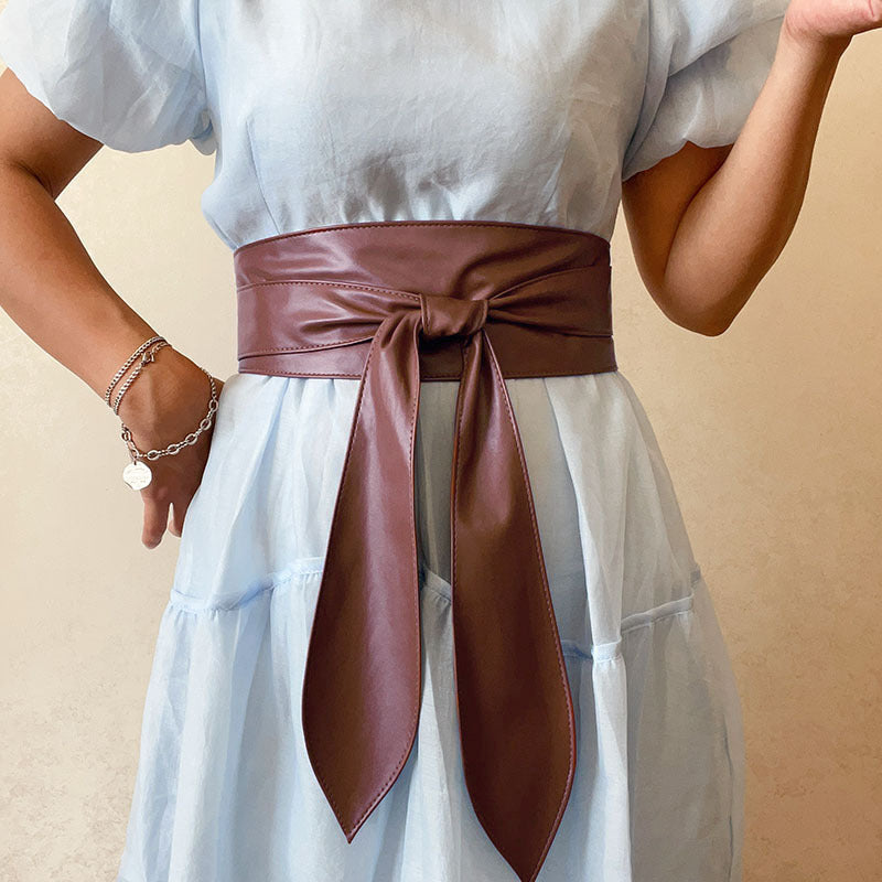 PU Wide Belt Coat Decoration Bandage Waist Seal With Dress