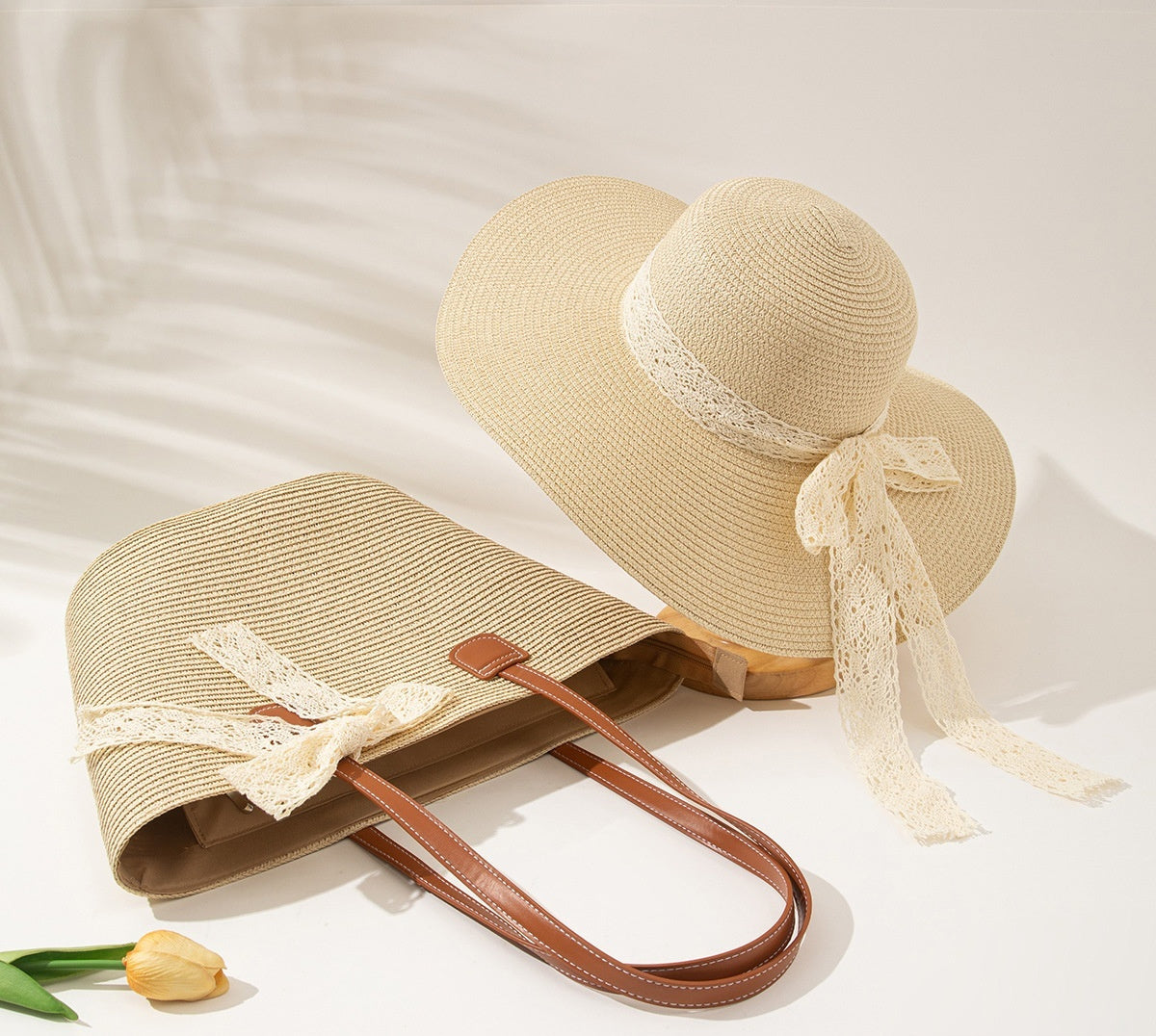 Seaside Vacation Sun Protection Straw Hat Bag Set