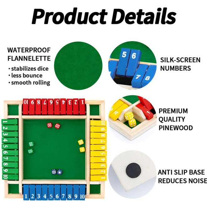 Dice Game,2-4 Player Family Wooden Board Table Math Games For Adults And Kids, 8 Dices Classics Tabletop Version Games For Classroom,Home,Party Or Pub