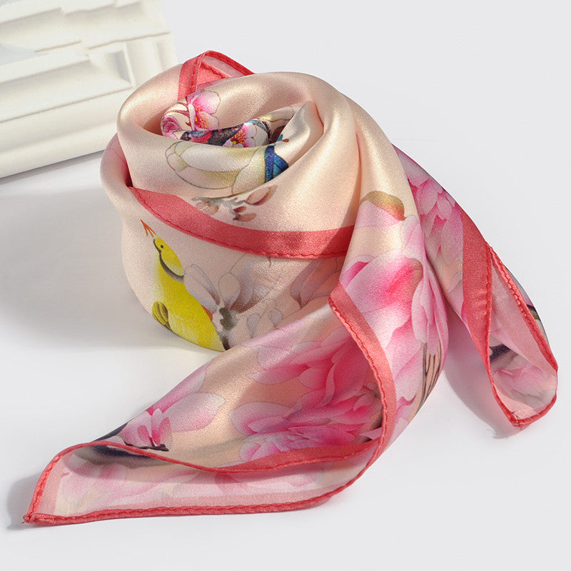 Silk Women's Square Scarf Exquisite Design Pattern Printing