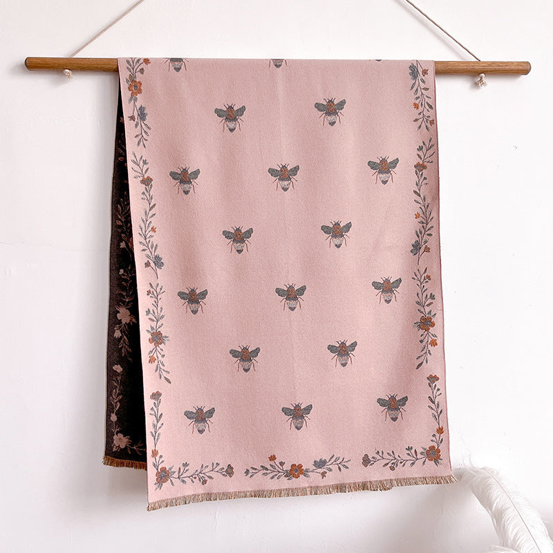 New High-grade Retro Cashmere Knitted Women's Autumn And Winter Warm Warm Shawl