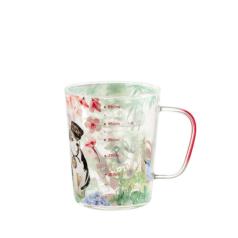 Japanese Style Large-capacity High Borosilicate Glass Mug With Graduated Spoon