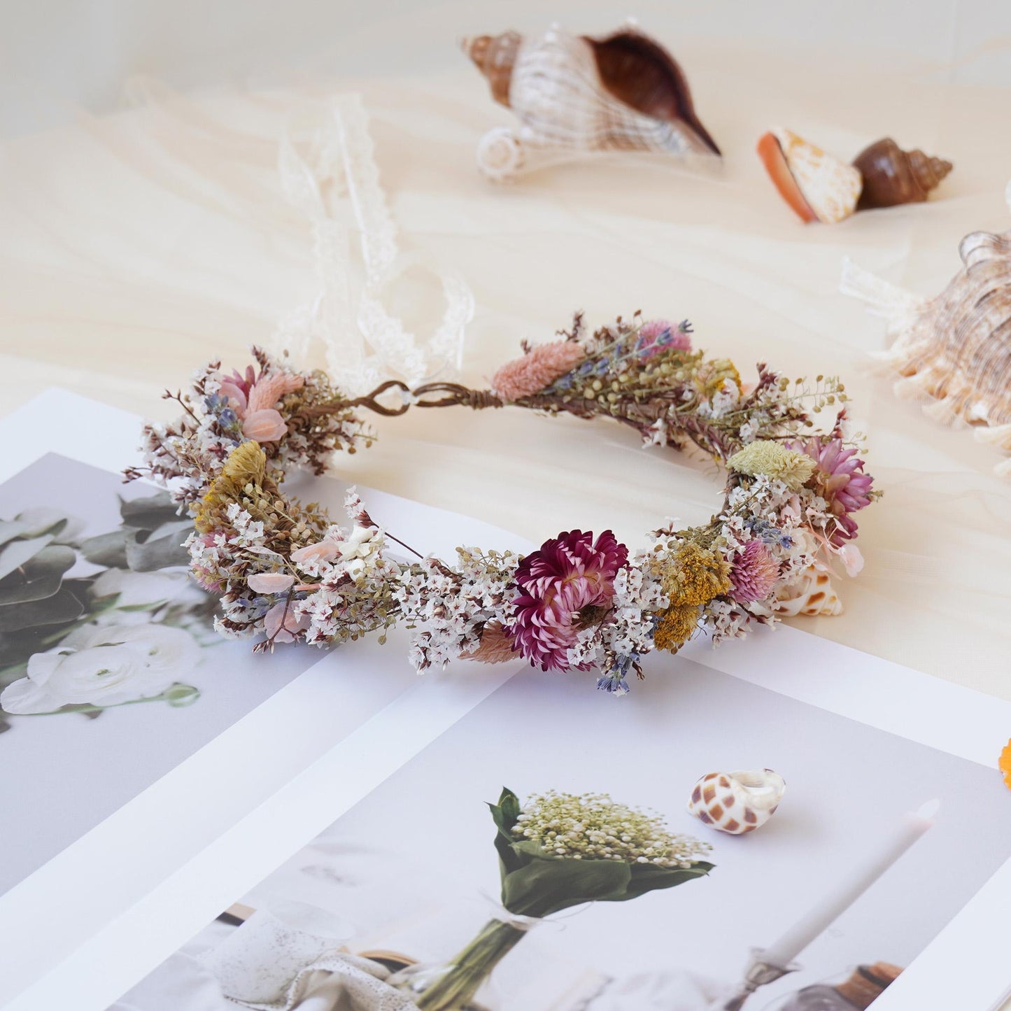 Gypsophila Crown Dried Flower Crown Bridal Crown Wedding Crown Everyday Crown Party Crown Birthday Crown