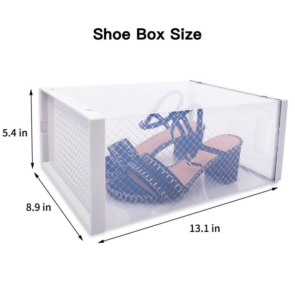 8-pack Clear And White Stackable Plastic Shoe Storage Boxes For Wardrobes, Sneakers