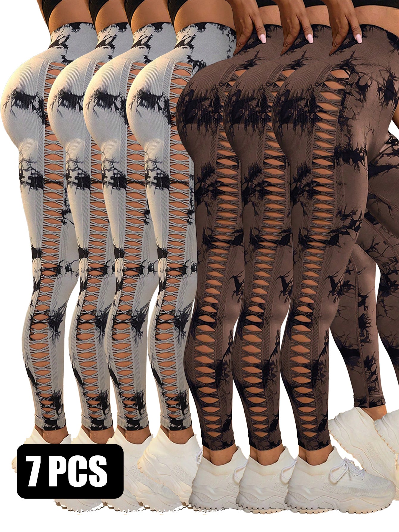 7pcs Breathable Tie-dye Training Pants Active Yoga Pants