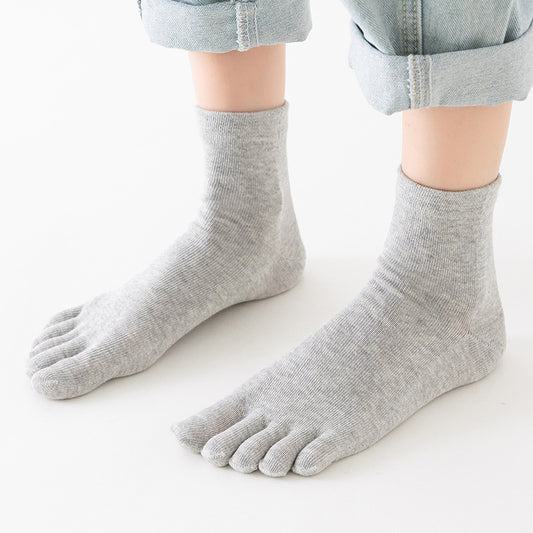 Men's And Women's Pure Cotton Sweat-absorbent Toe Socks
