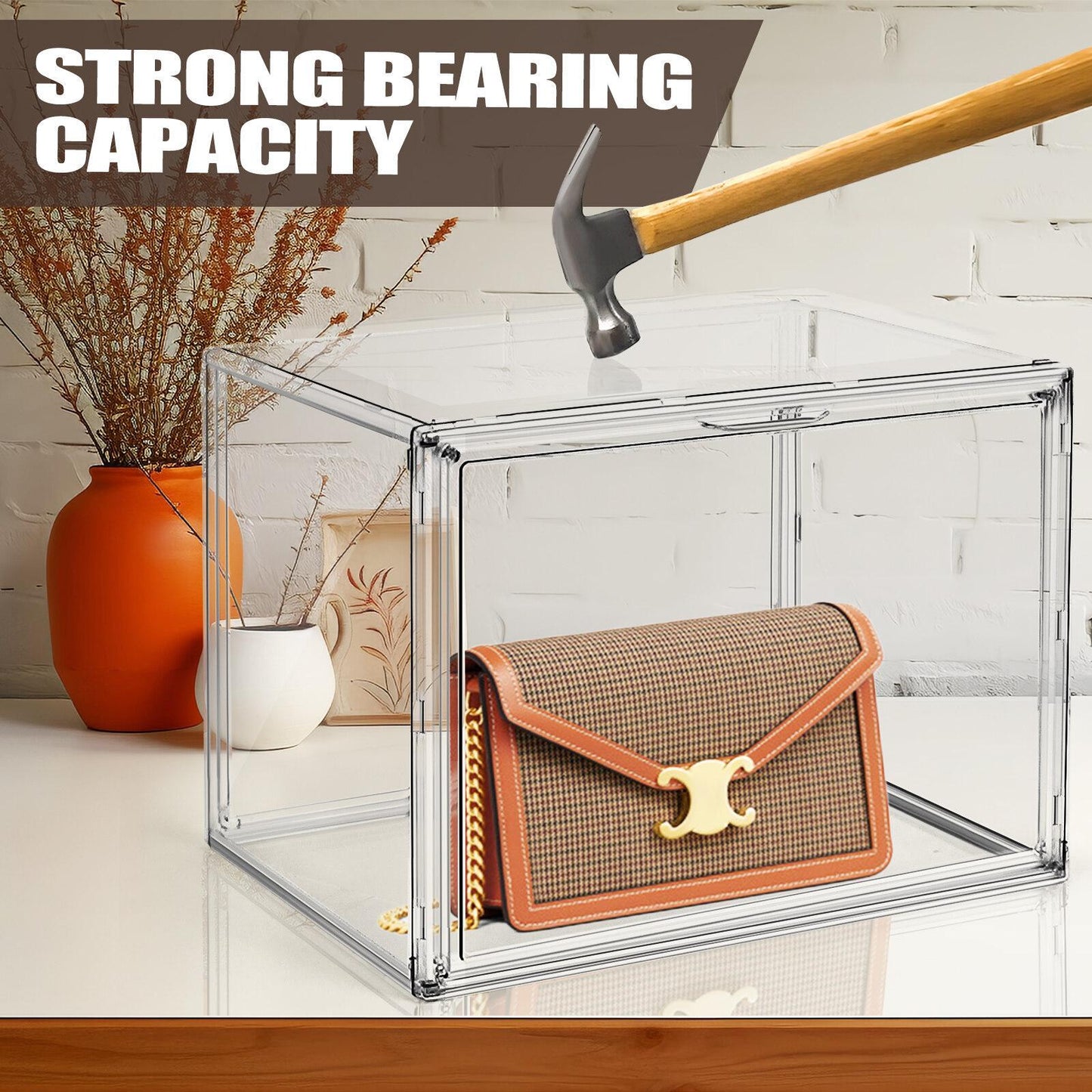 Oversized Transparent Acrylic Display Box Handbag Wardrobe Storage Stackable Shoe Box With Lid