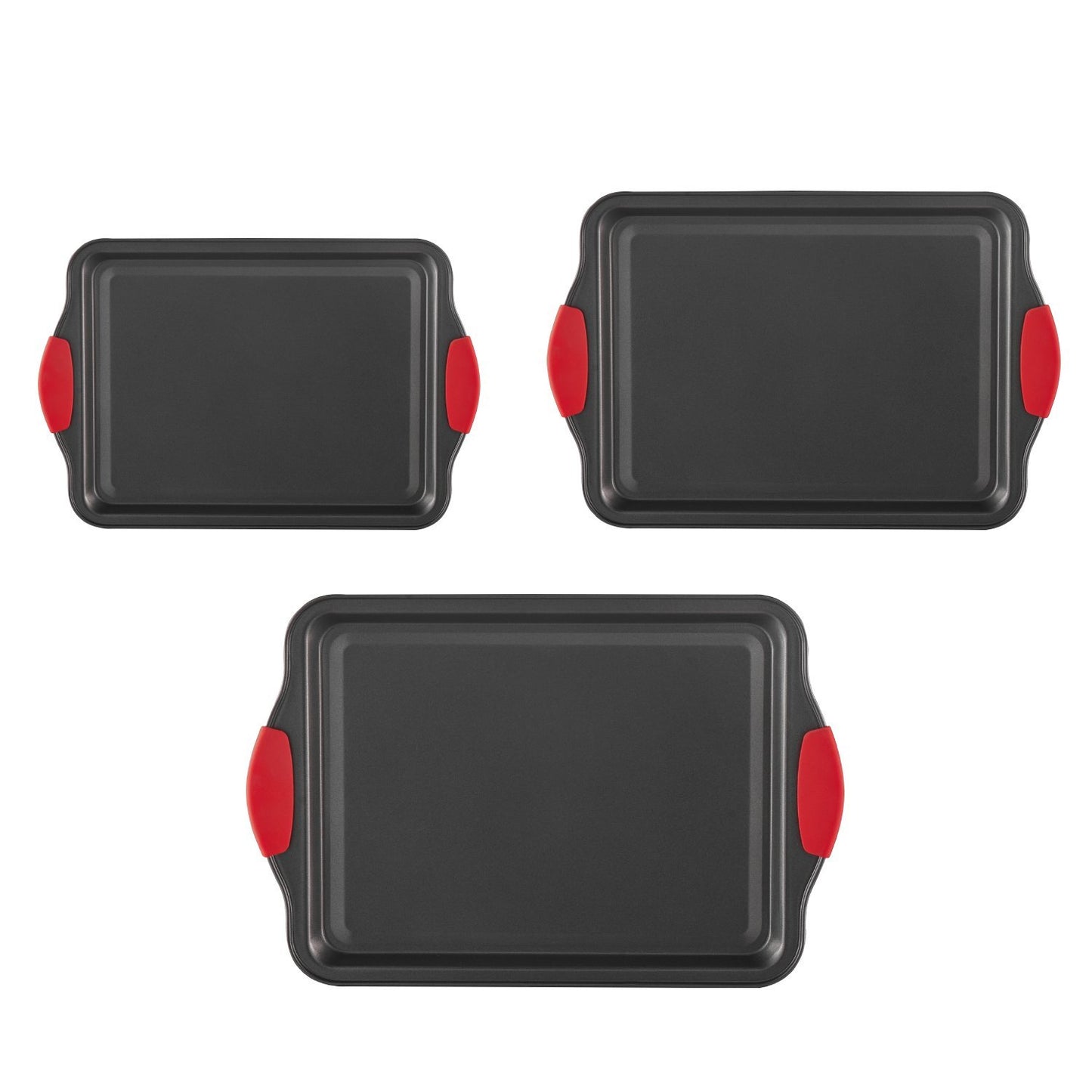 Baking Pan Set 3-Piece Nonstick Carbon Steel Bakeware Set With Silicone Handle