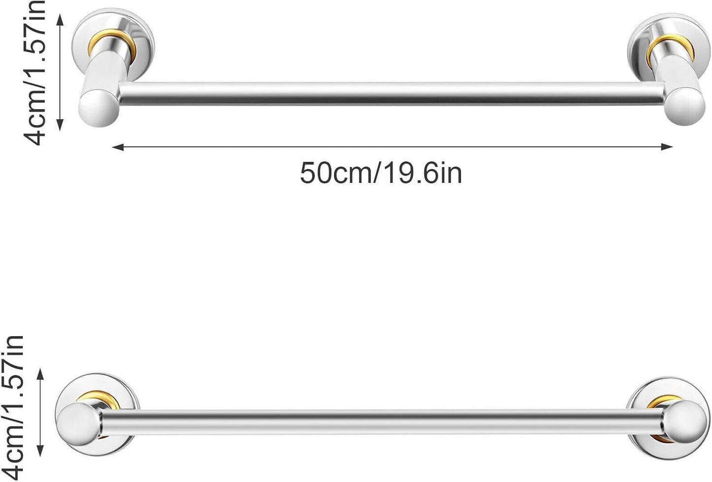 50cm 60cm Single Towel Bar Bracket Wall Mounted Towel Holder Bathroom Kitchen