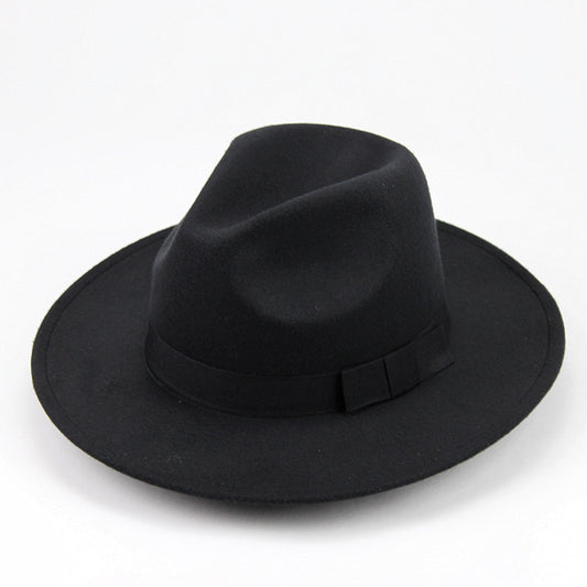 Woolen Fedora Hat Men's And Women's Big Brim Top Hat Felt Hat
