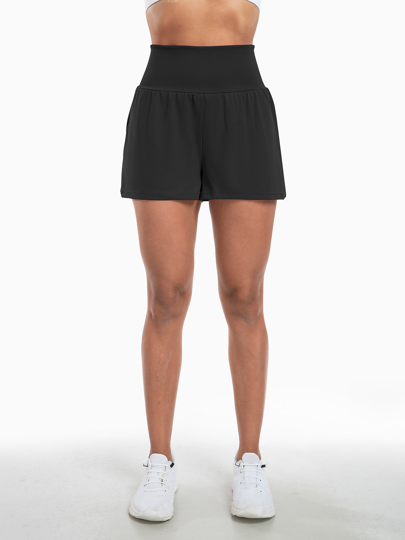 Sports Yoga Shorts High Waist Fake Two-Piece Outdoor Fitness Pants Invisible Dungarees Breathable Quick-Drying Training Wear