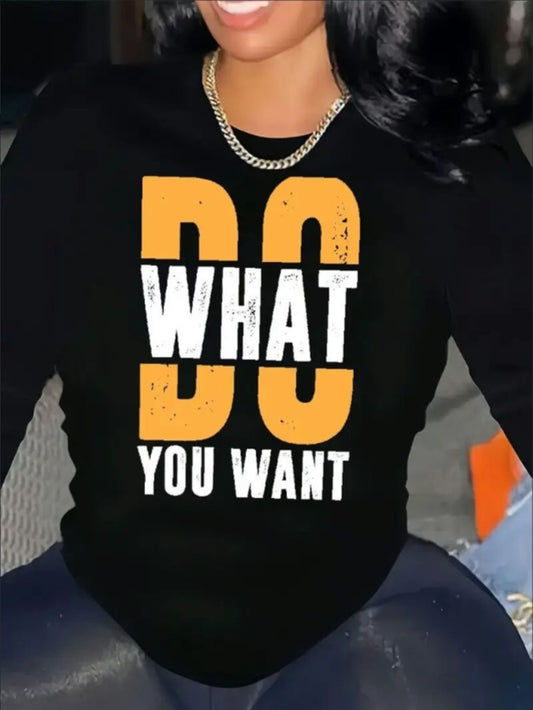 Women's Printed Long Sleeve Hoodless Sweatshirt