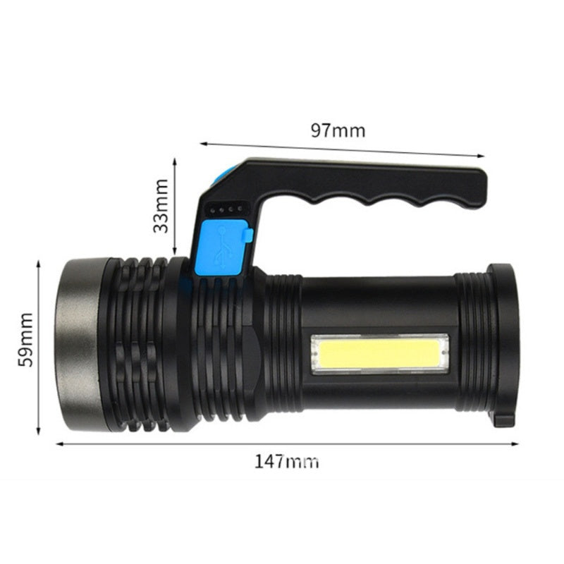 LED Flashlight USB Rechargeable Torch  COB Work Light Spotlight Camping Light High Lumens Emergency Lamp 3 Modes Waterproof