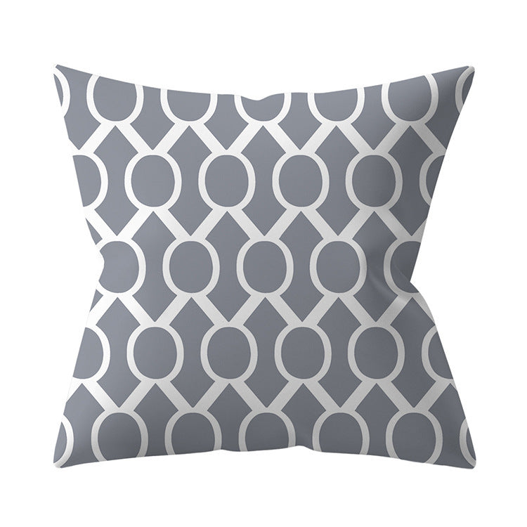 Gray Geometric Polyester Pillow Cover Cross-border Hot Sale Silver Gray Sofa Cushion Cushion Cover