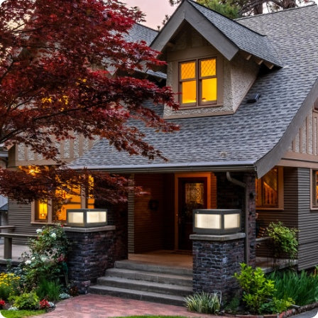 12 Black Solar Powered LED Post Cap Light, Modern Outdoor LED Fence Light For Pathways, Decks, And Patios  2-Pack