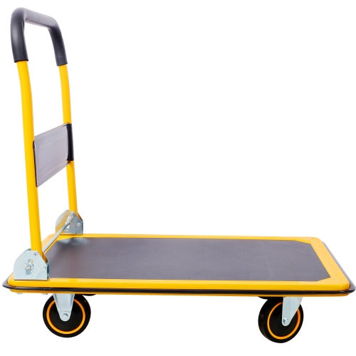 Foldable Platform Truck Push Dolly 660 Lb. Weight Capacity Black And Yellow