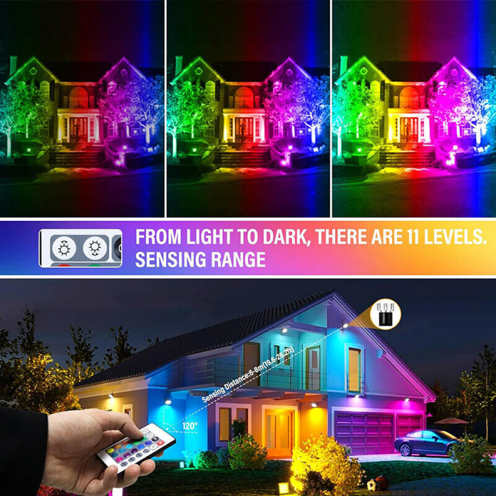 50W RGB LED Flood Light Spotlight 16 Colour Changing Garden Yard Outdoor Lamp UK