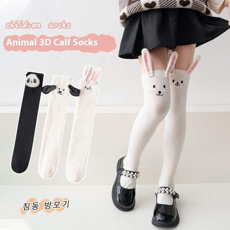Cute Girl Cartoon Unique Panda Puppy Bunny Princess Style Long Socks