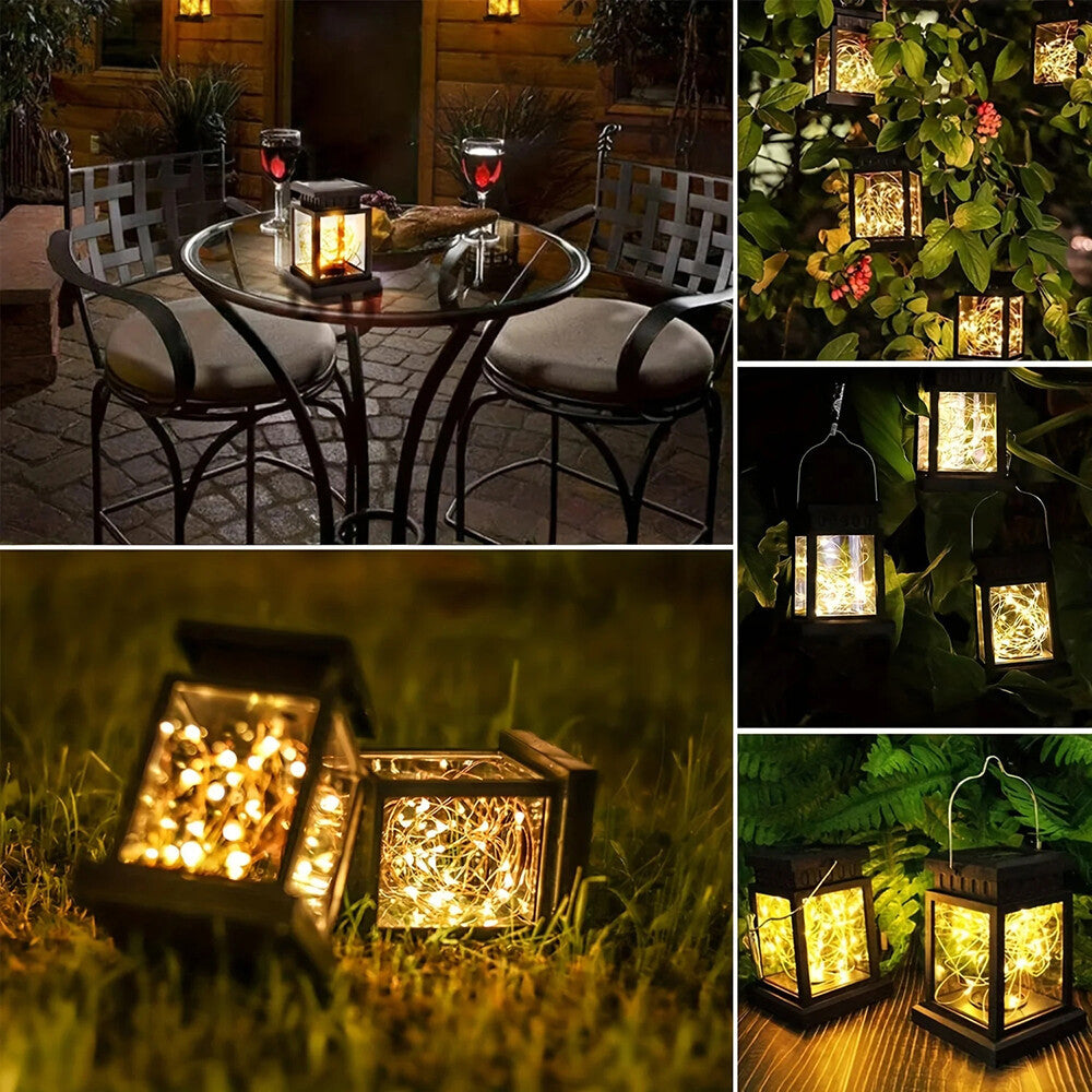 3PCS Solar Powered LED Lantern Light Waterproof Lamp Hanging Outdoor Garden Lawn