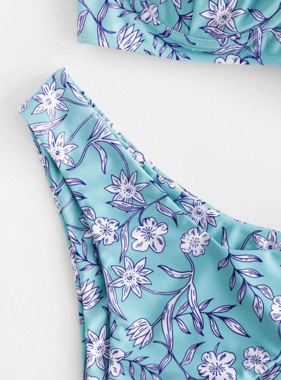 Hot Selling High Quality Bikini Floral High Cut Bikini Sets V-Wired Two Piece Swimsuit Bathing Suit