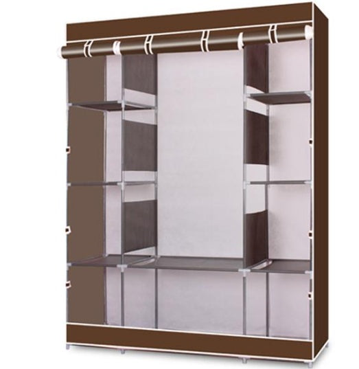 4-layer 10-panel Non-woven Wardrobe In Brown Color